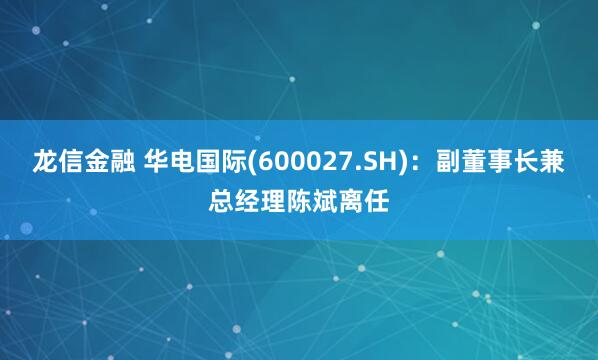 龙信金融 华电国际(600027.SH)：副董事长兼总经理陈斌离任